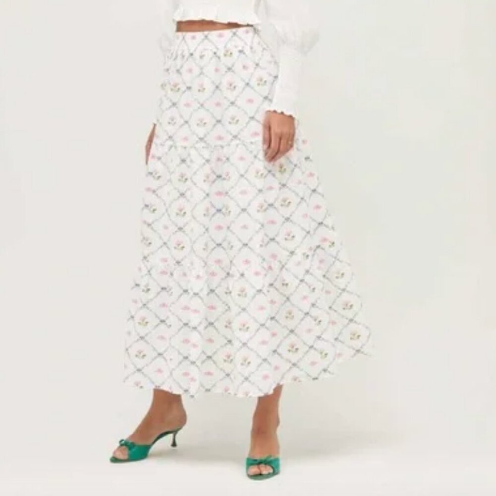 Hill House White Floral Skirt